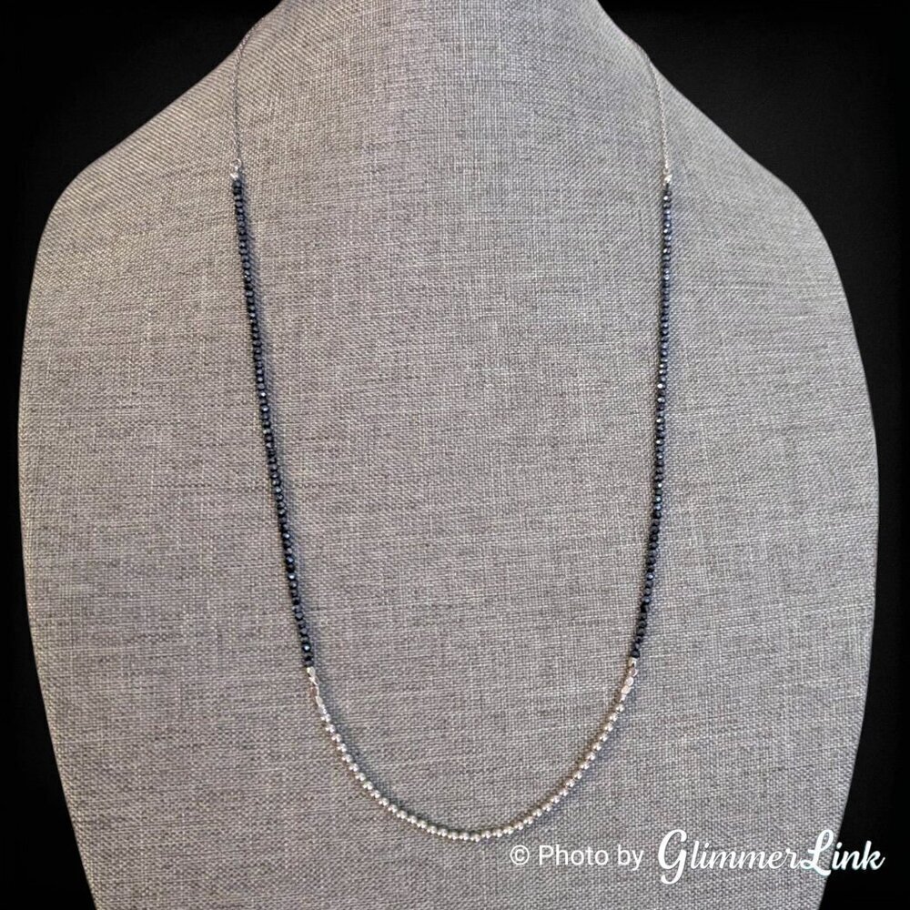 Loft Long Two Tone Faceted Bead Silver Tone Layering Necklace